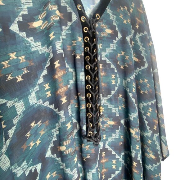Double D Ranch Aztec Poncho/ L/XL - Picture 5 of 12